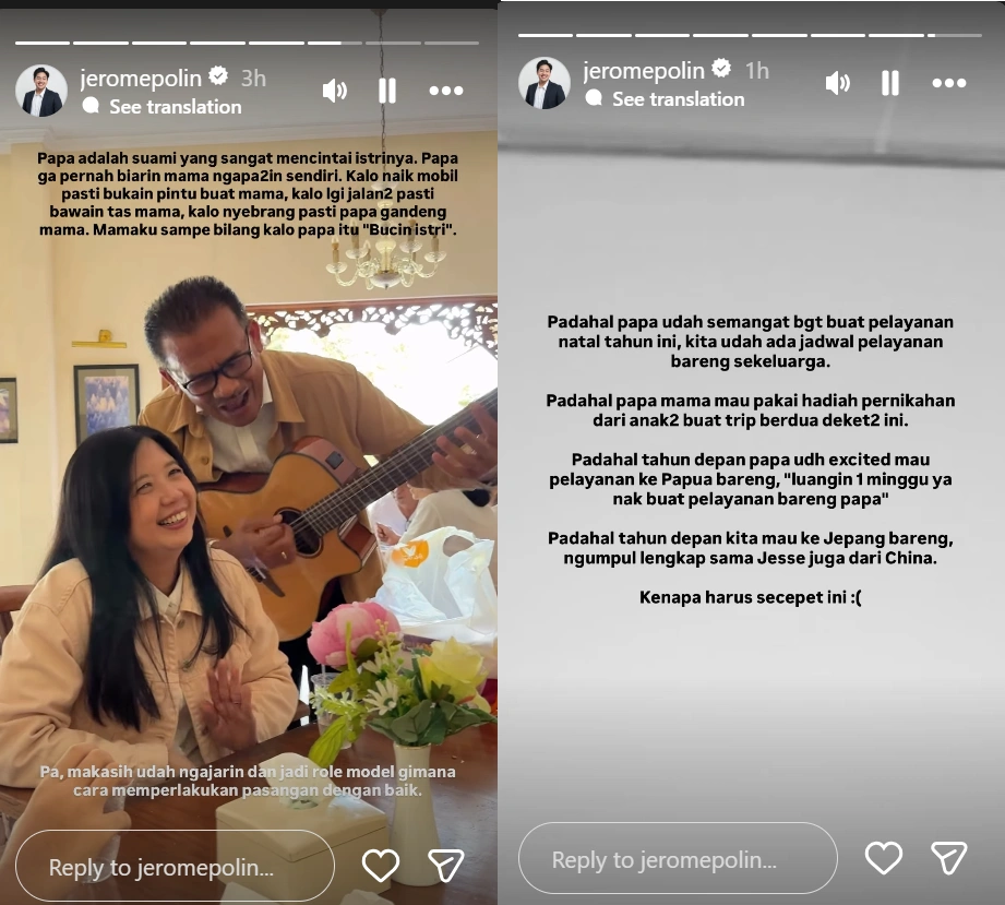 Kenangan Jerome Polin tentang sang ayah, Marojahan Sijabat. [Instagram]